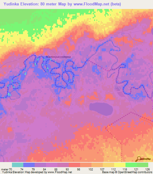 Yudinka,Russia Elevation Map