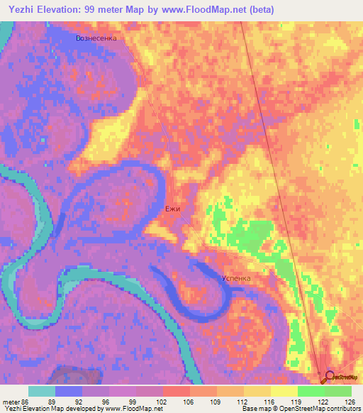 Yezhi,Russia Elevation Map