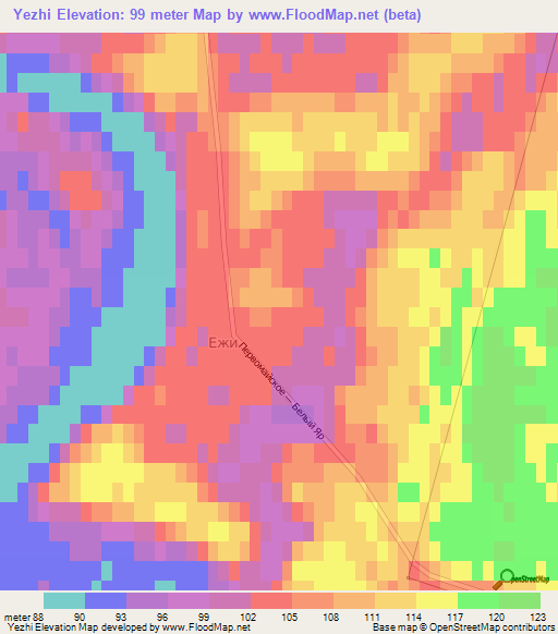 Yezhi,Russia Elevation Map