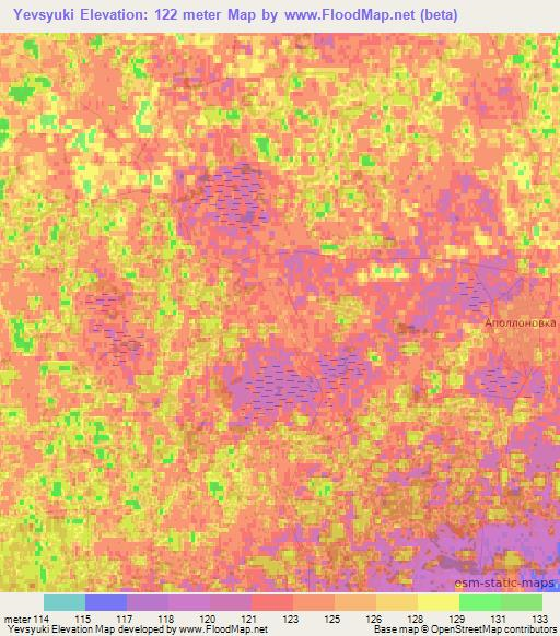 Yevsyuki,Russia Elevation Map