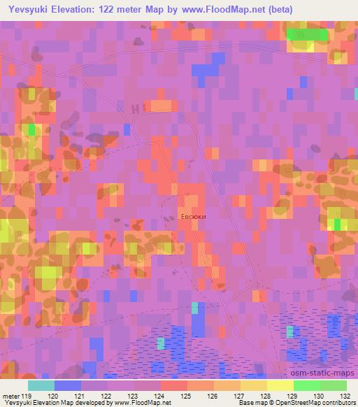 Yevsyuki,Russia Elevation Map
