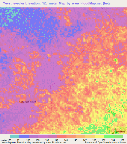 Yevstifeyevka,Russia Elevation Map