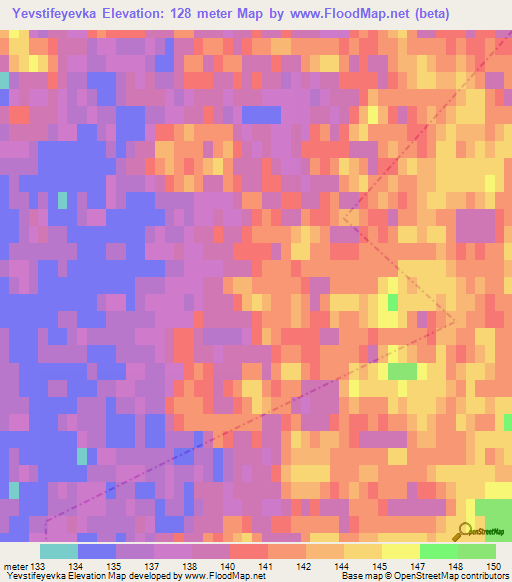 Yevstifeyevka,Russia Elevation Map