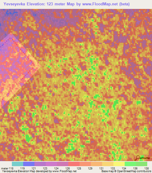 Yevseyevka,Russia Elevation Map