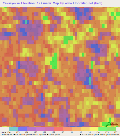 Yevseyevka,Russia Elevation Map