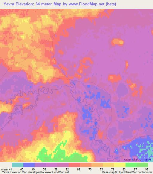 Yevra,Russia Elevation Map