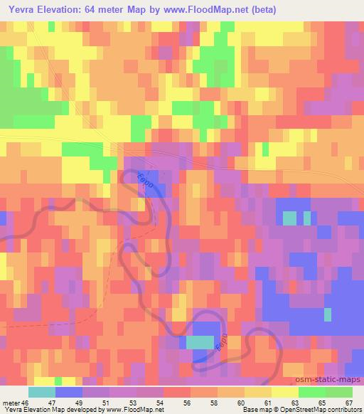 Yevra,Russia Elevation Map