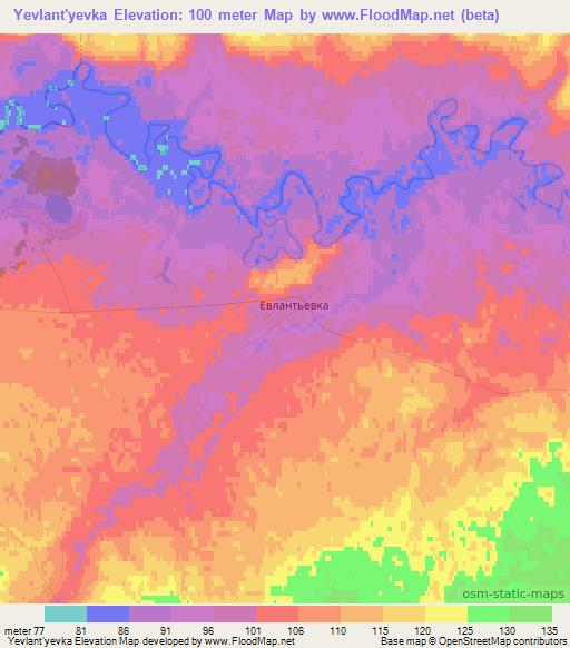 Yevlant'yevka,Russia Elevation Map