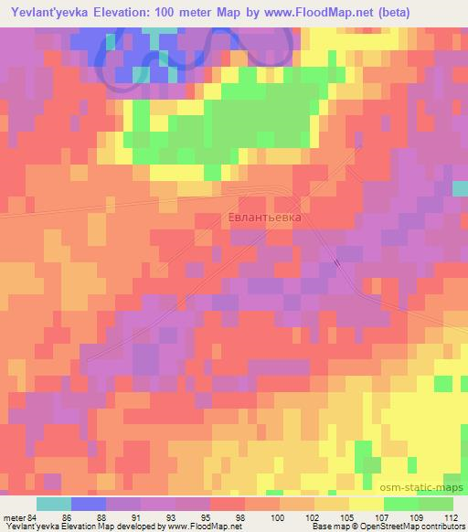 Yevlant'yevka,Russia Elevation Map