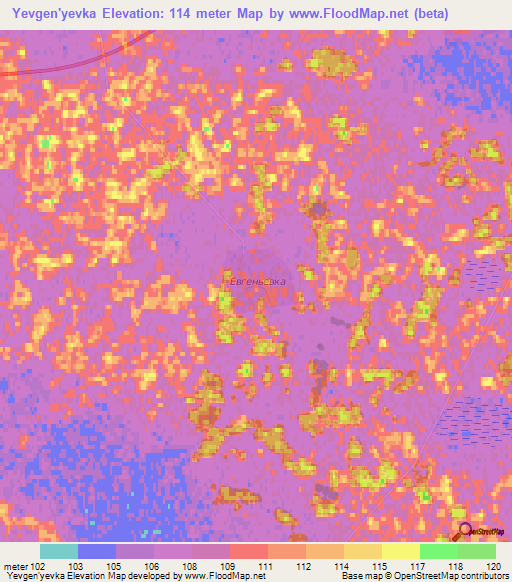 Yevgen'yevka,Russia Elevation Map