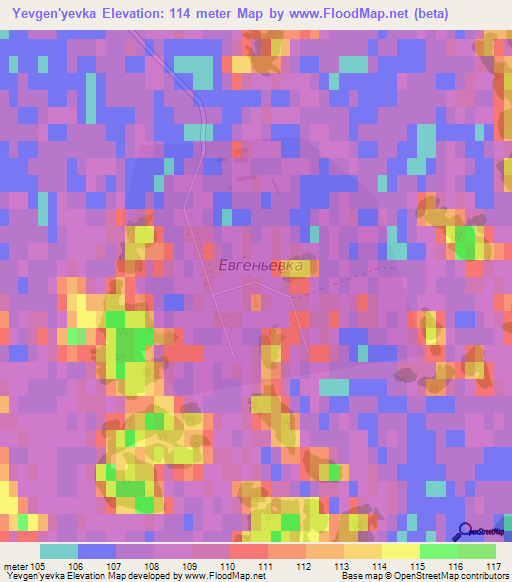 Yevgen'yevka,Russia Elevation Map