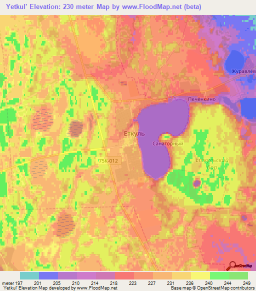 Yetkul',Russia Elevation Map