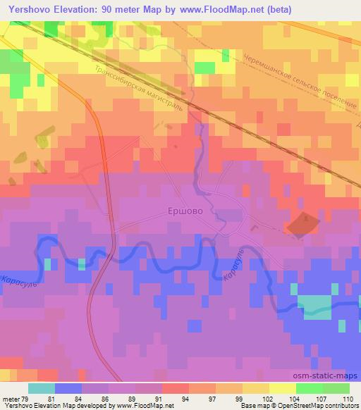 Yershovo,Russia Elevation Map