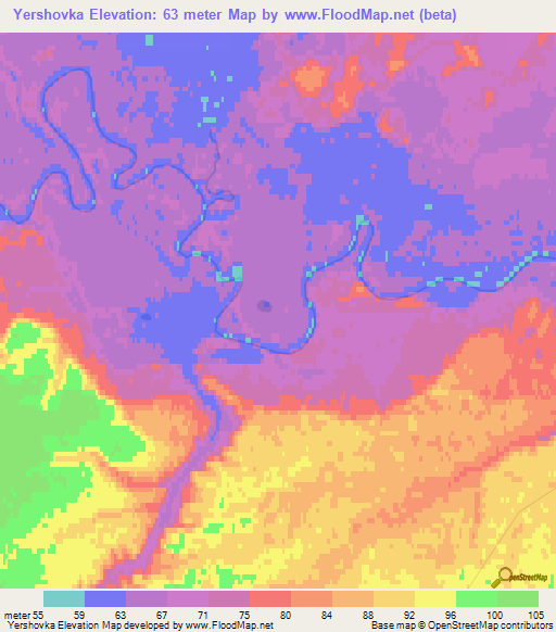 Yershovka,Russia Elevation Map