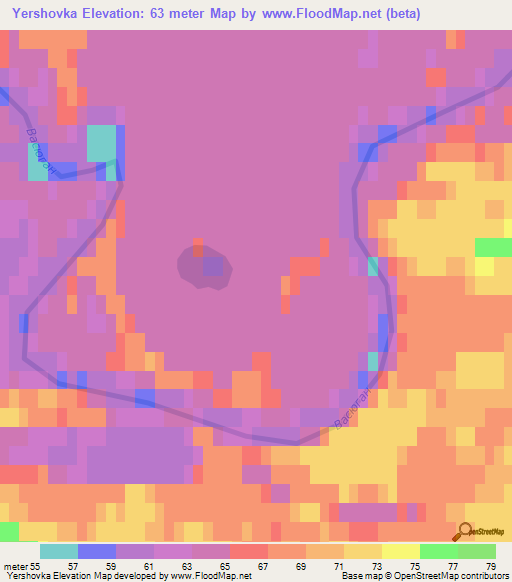 Yershovka,Russia Elevation Map