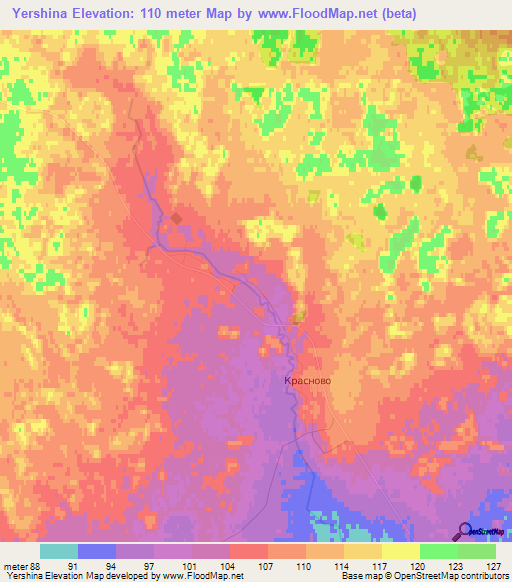 Yershina,Russia Elevation Map