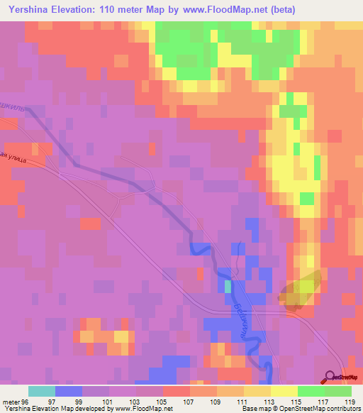 Yershina,Russia Elevation Map