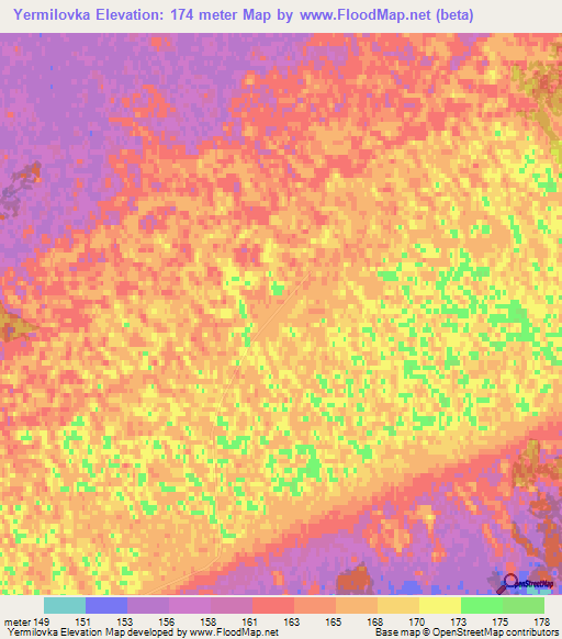 Yermilovka,Russia Elevation Map