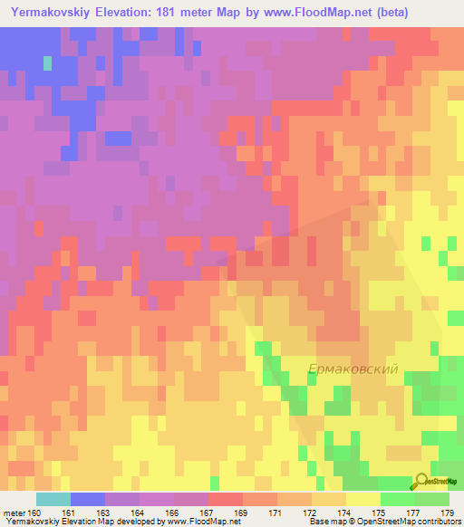 Yermakovskiy,Russia Elevation Map