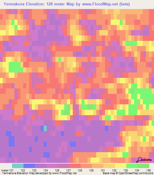 Yermakova,Russia Elevation Map