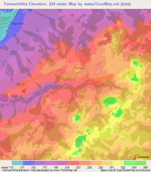 Yermachikha,Russia Elevation Map