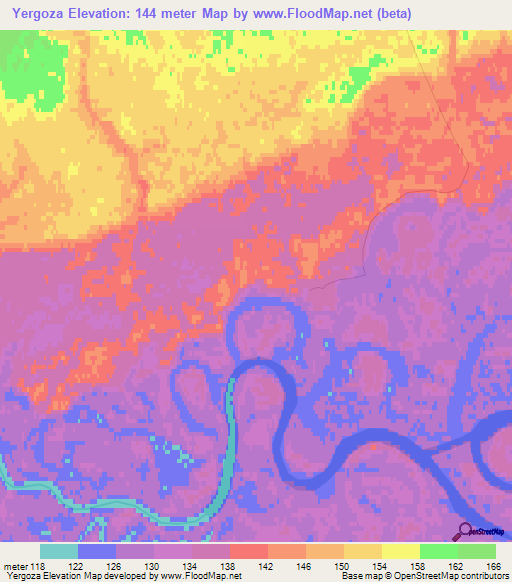 Yergoza,Russia Elevation Map