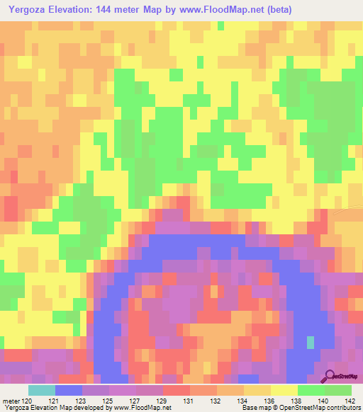 Yergoza,Russia Elevation Map