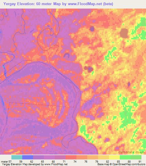 Yergay,Russia Elevation Map