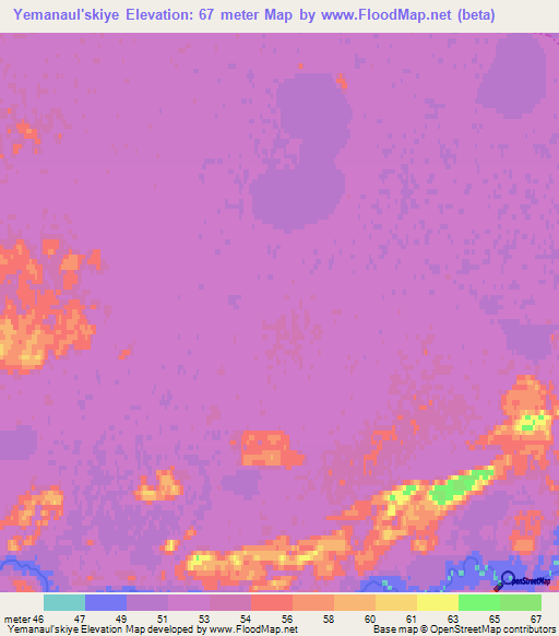 Yemanaul'skiye,Russia Elevation Map