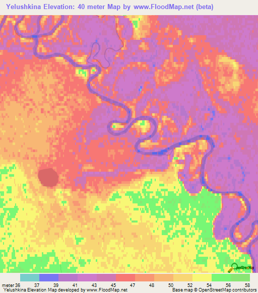 Yelushkina,Russia Elevation Map