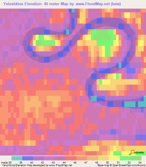 Yelushkina,Russia Elevation Map