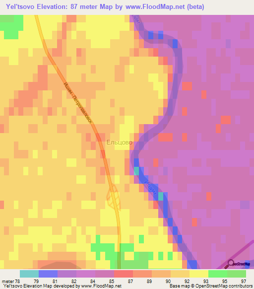 Yel'tsovo,Russia Elevation Map