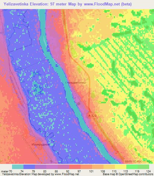 Yelizavetinka,Russia Elevation Map