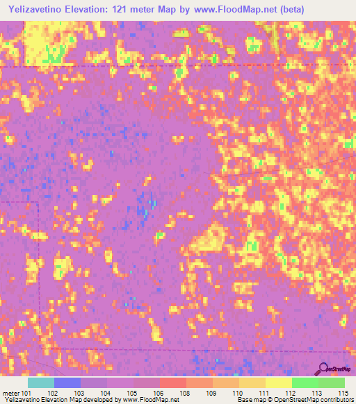 Yelizavetino,Russia Elevation Map