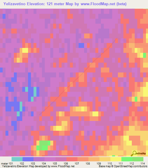 Yelizavetino,Russia Elevation Map