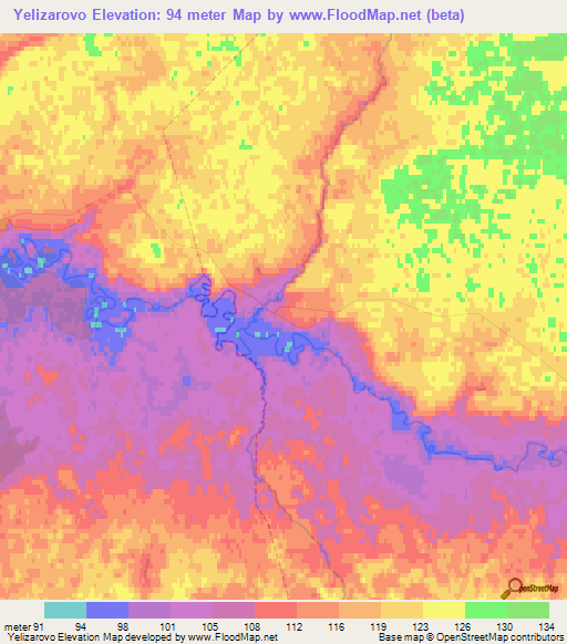 Yelizarovo,Russia Elevation Map