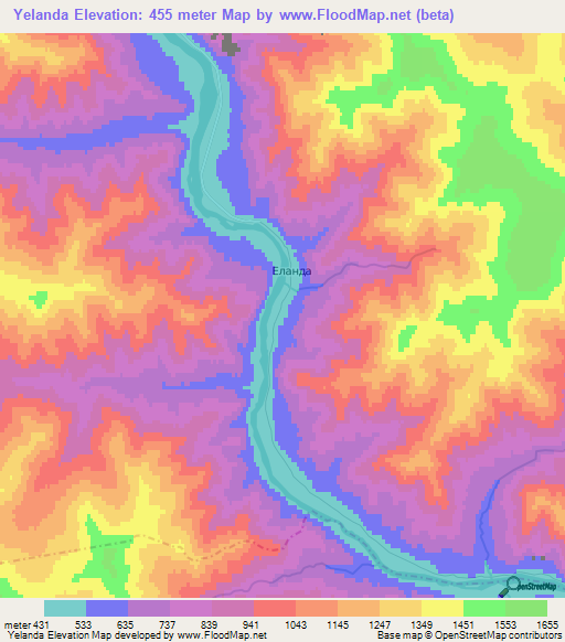 Yelanda,Russia Elevation Map