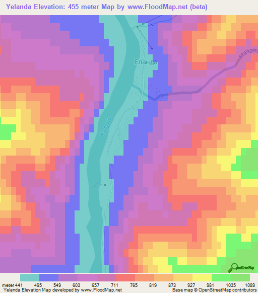 Yelanda,Russia Elevation Map