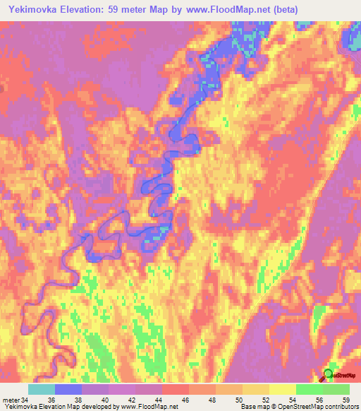 Yekimovka,Russia Elevation Map