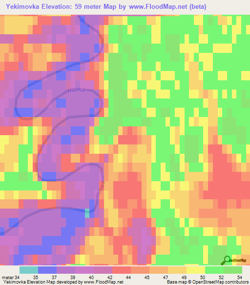 Yekimovka,Russia Elevation Map