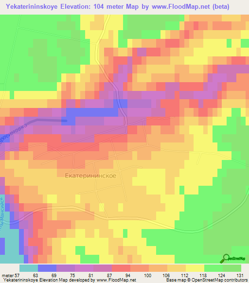 Yekaterininskoye,Russia Elevation Map