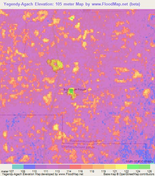 Yegendy-Agach,Russia Elevation Map