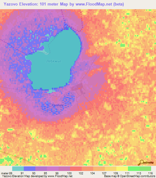 Yazovo,Russia Elevation Map