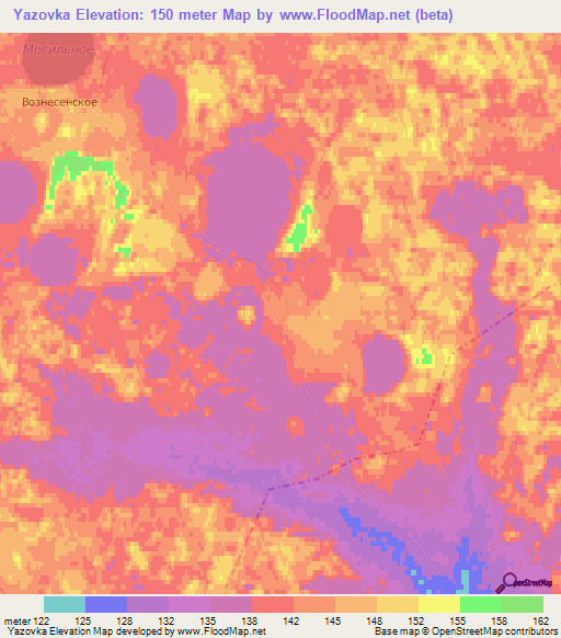 Yazovka,Russia Elevation Map