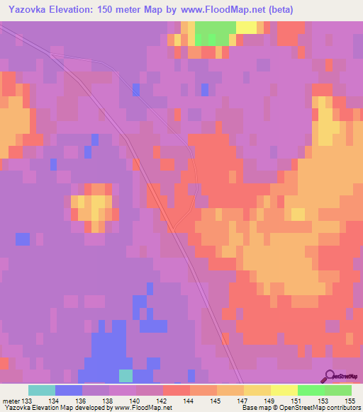 Yazovka,Russia Elevation Map