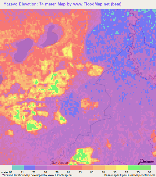 Yazevo,Russia Elevation Map