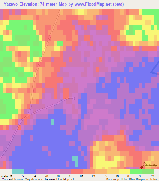 Yazevo,Russia Elevation Map