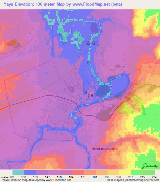 Yaya,Russia Elevation Map