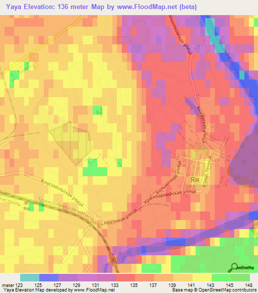 Yaya,Russia Elevation Map