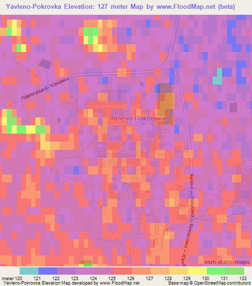 Yavleno-Pokrovka,Russia Elevation Map